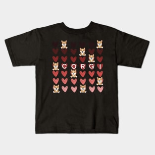 ‘Corgi Love’ Ombré Hearts Design Kids T-Shirt